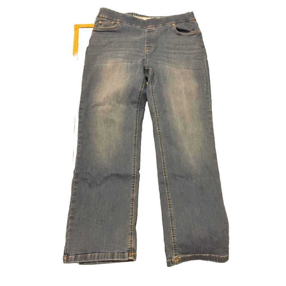 Denim and Company size 16 US blue jeans women’s School College Distressed PullOn